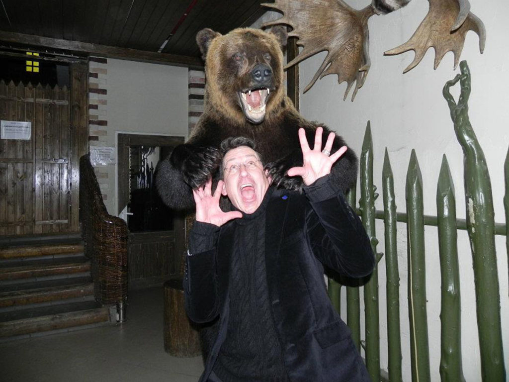 Submitted Photo - Greg Wilkins "terrified" by a stuffed bear