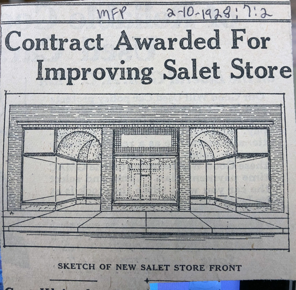 With a big remodel planned, the Salets show off plans for the front of their store in the February 10, 1928, Mankato Free Press.