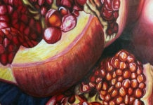 Photo by Molly Butler - "Pomegranite Study" by Vincent Kenobbie on display at the Fillin' Station