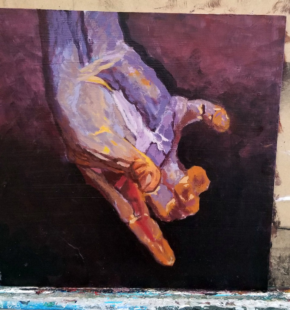 Photo by Sage Kiefer - Work by Vincent Kenobbie. The Hand is a color and temperature study of one of Denis Sarazhin's paintings.