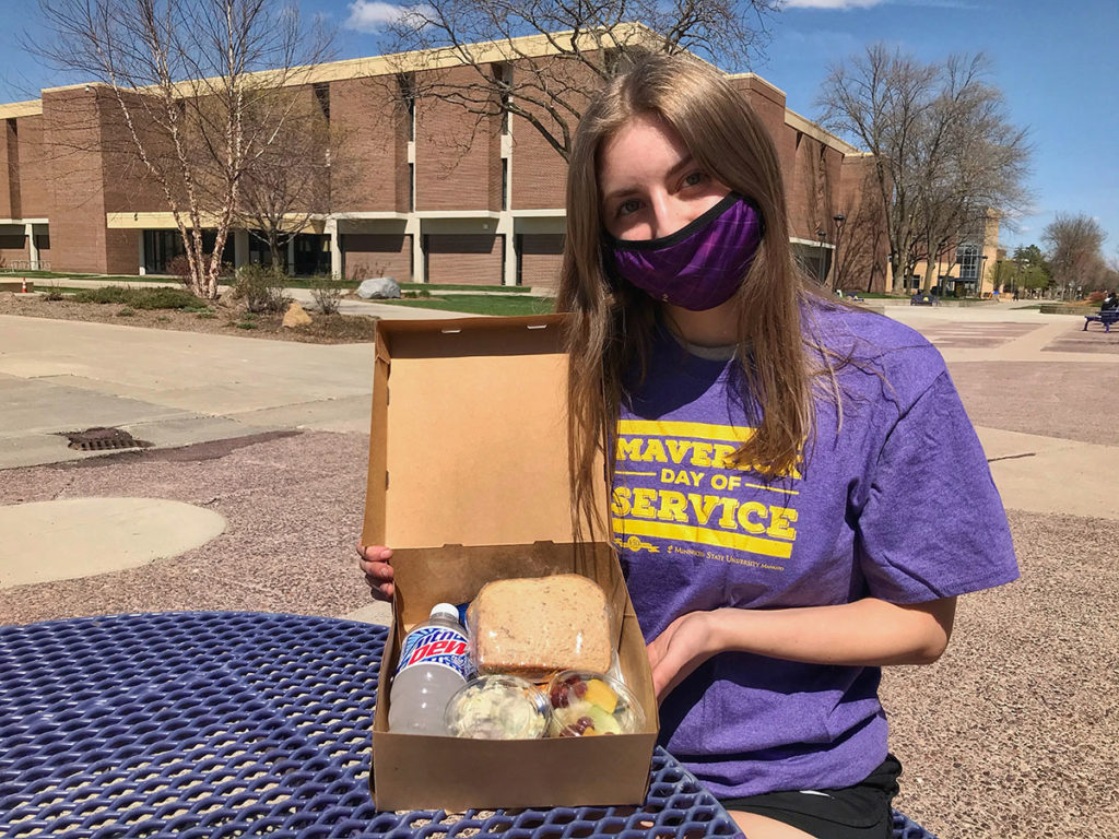 Submitted Photo - MankatoLIFE Author, Meredith Maxwell with her Day of Service lunch and t-shirt.