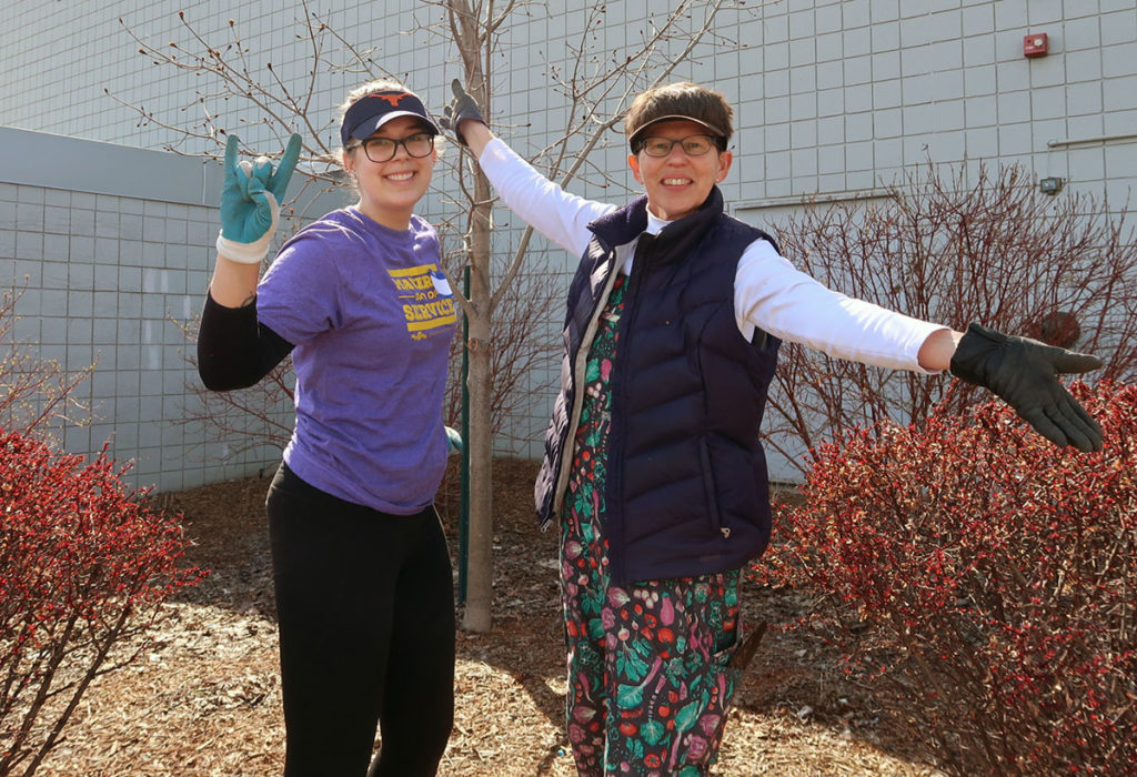 Photo by Meredith Maxwell - Ellie McDonald and a former MVAC employee doing landscaping work at MVAC.