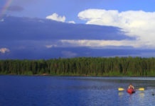 Kayak on water