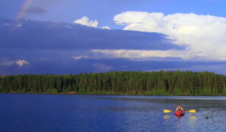 Kayak on water