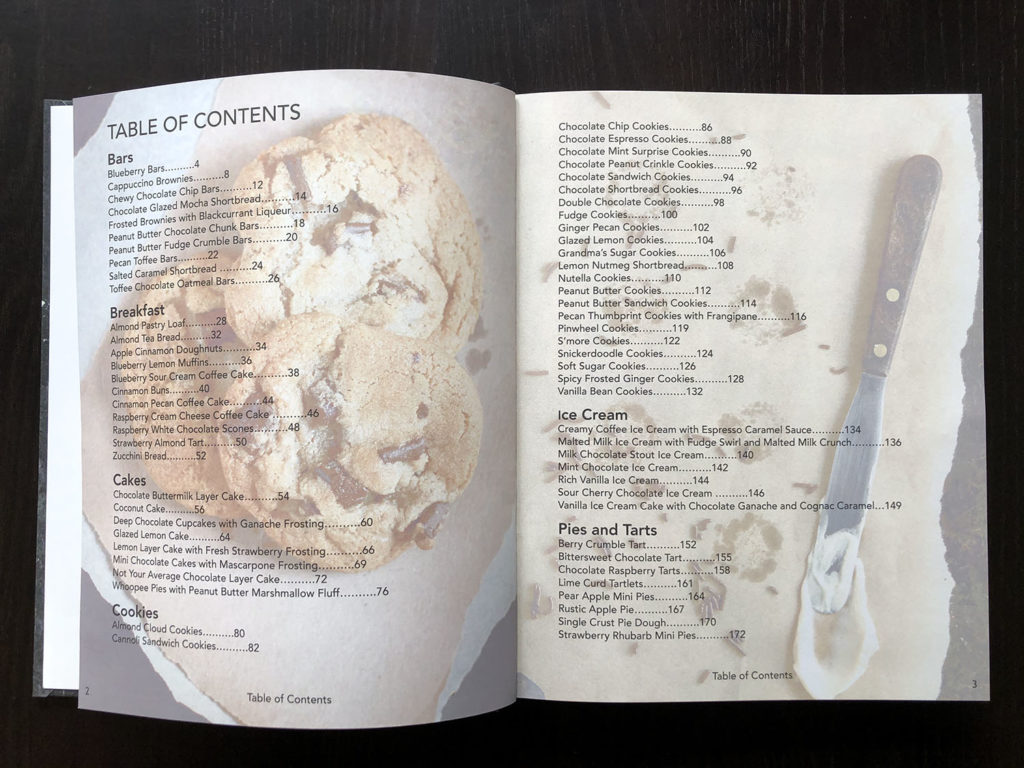 Photo by Lisa Lardy - Table of contents for Lardy's cookbook, Sweets