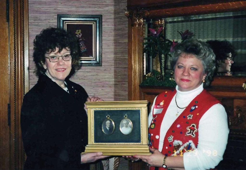 Photo courtesy of Barbara Neilsen - Artist Marian Anderson with Barbara Neilsen, the great-great niece of Lulu Murphy Cray. This photo was taken at the Cray House centennial anniversary celebration in 1998. Information for this history and photographs were provided by Neilsen.