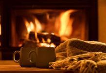 Fireplace and mugs