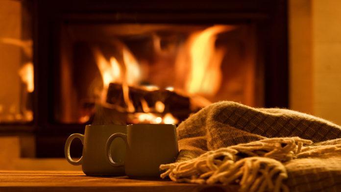 Fireplace and mugs